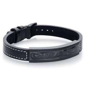 Italgem Stainless Steel Galaxy Plate Leather Bracelet Unisex